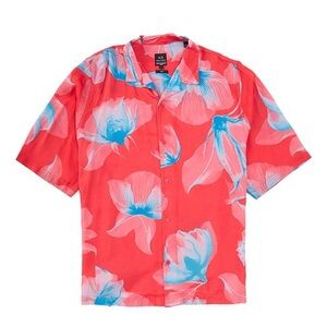 Men's Armani Exchange Floral Print Short Sleeve Woven Camp Shirt XXL New